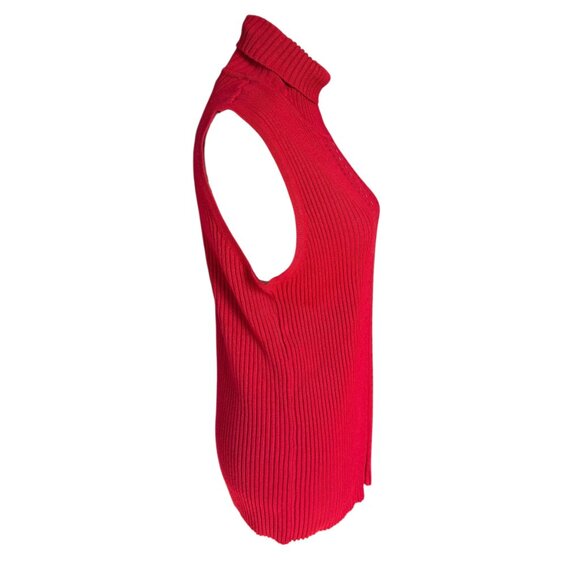 R.Q.T red sleeveless ribbed turtleneck sweater with beaded embellishments XL - Picture 3 of 8